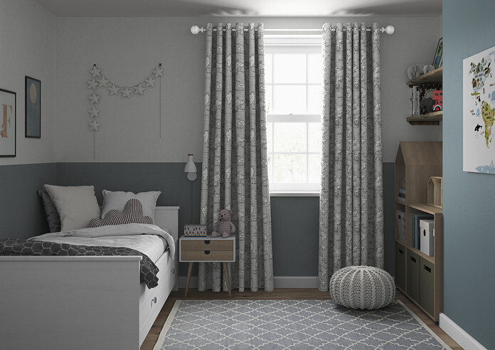 Maps, Grey - Made to Measure Curtains - Image 5